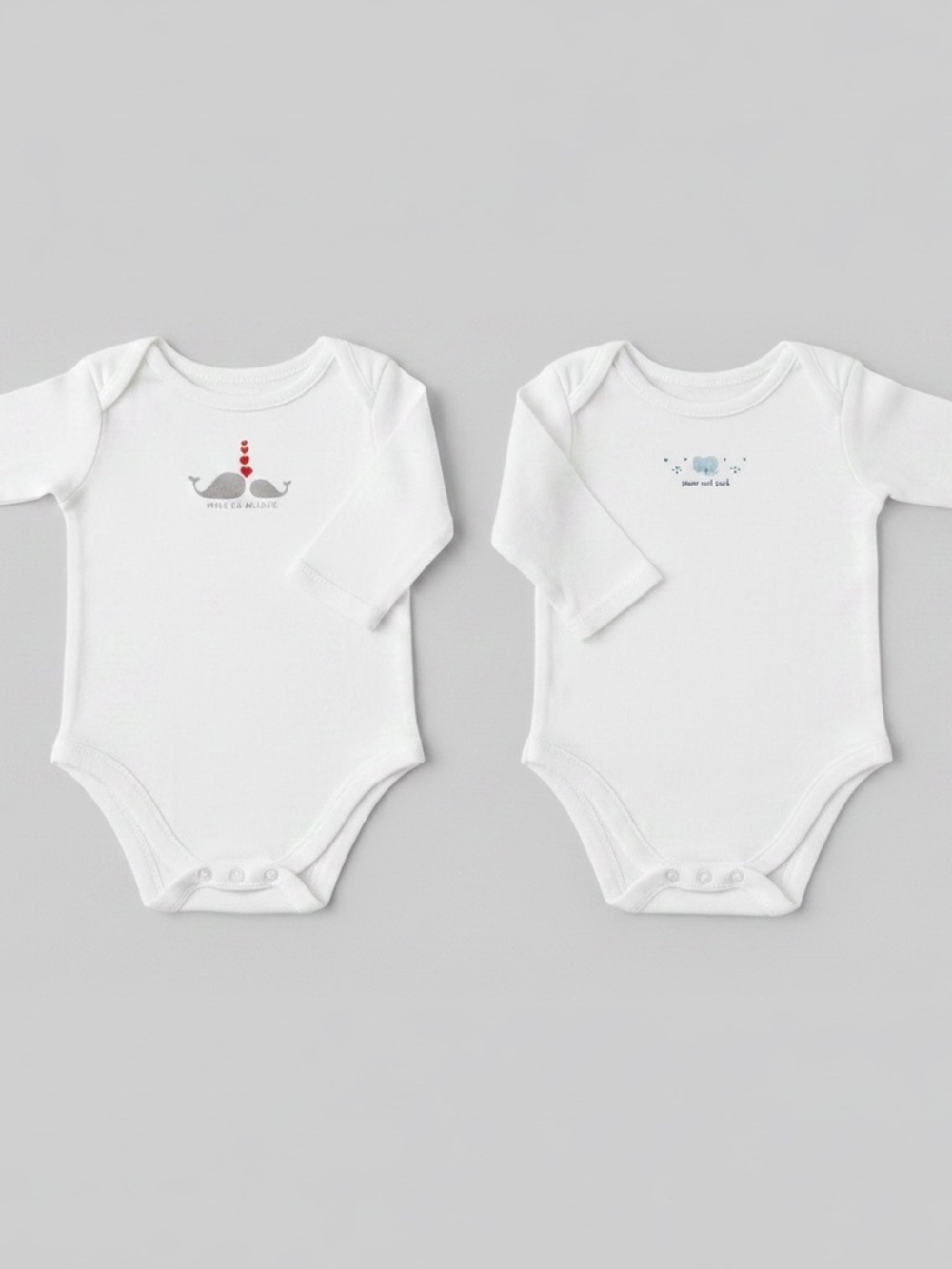 Janie and Jack 0-3M 2-Pack Long Sleeve Bodysuits Whale Bear 100% Cotton